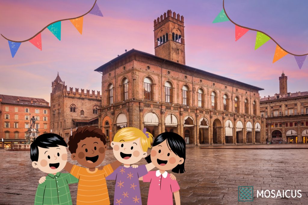 Vista di Bologna con bambini